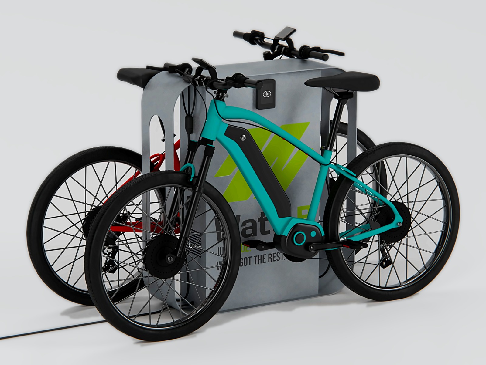 Render: due e-bike in ricarica alla stazione Watt-B